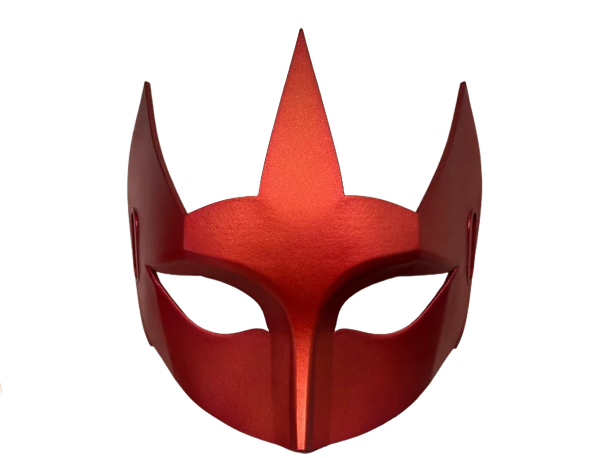 The red faceted JSTNURMIND mask.
